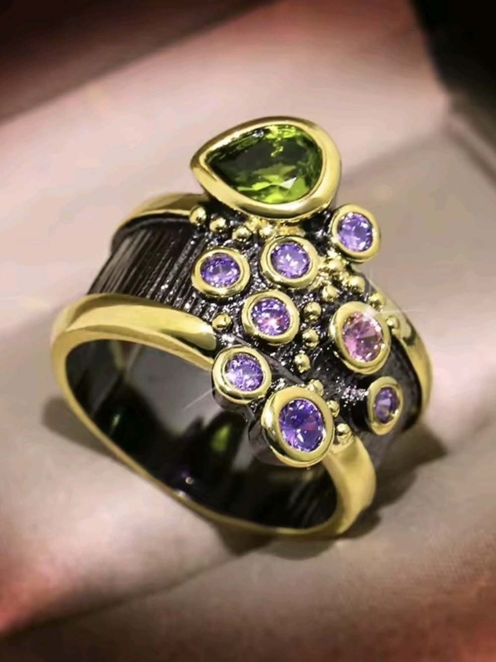 Vintage Women Ring Multi Shape Colorful CZ Wedding Engagement Jewelry - Picture 8 of 9